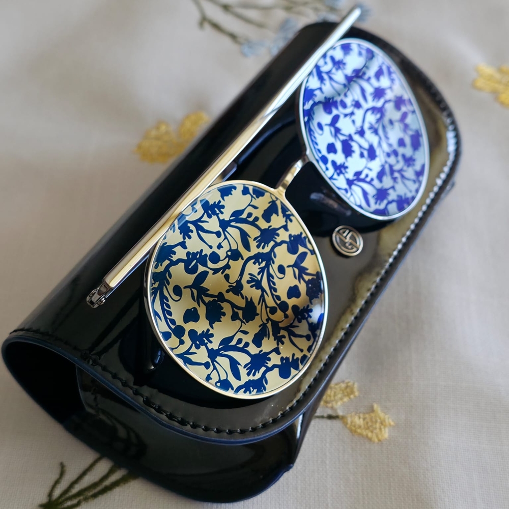 Giorgio Armani Floral Blue and Silver Sunglasses - Picture 2 of 6